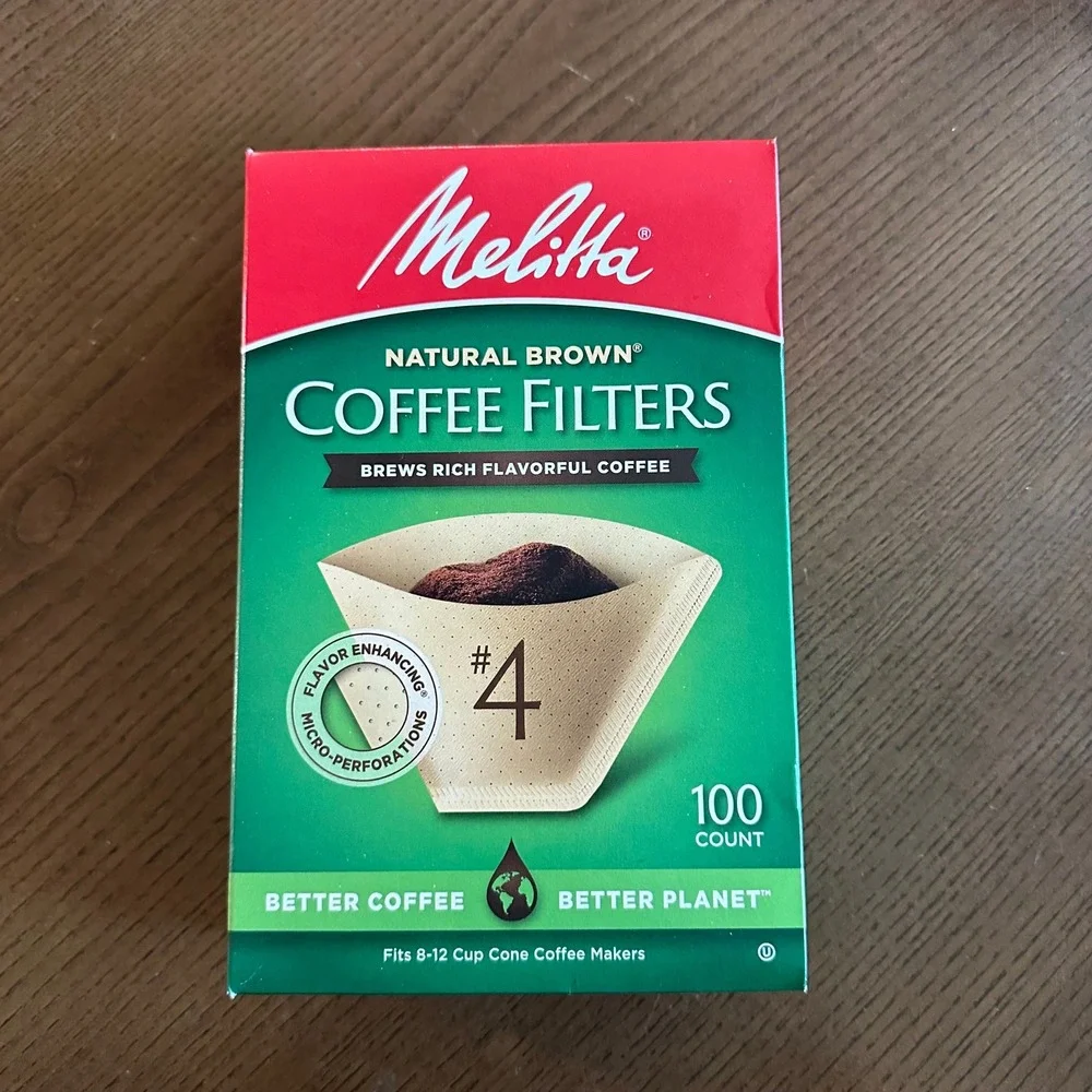 Melitta Natural Brown Coffee Filters #4 Cone 100 Count 8-12 Cup Chlorine Free
